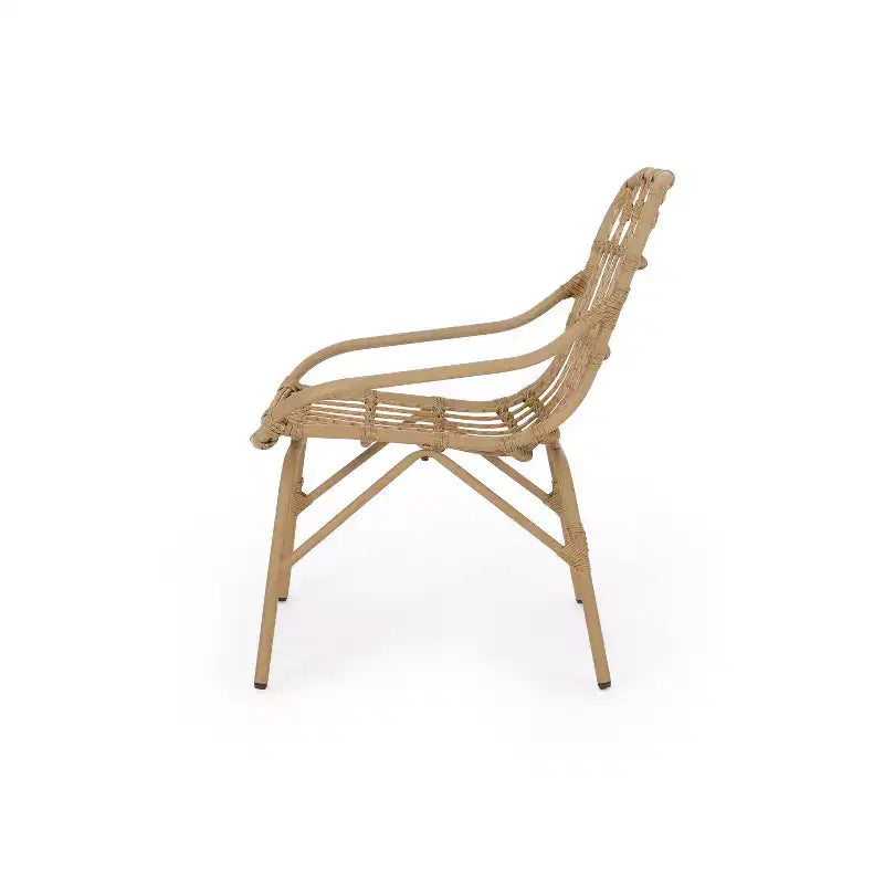 TUYOHW Boho Style Patio Accent Chairs,Set of 2,Upholstered Dining Chairs,Outdoor Faux Rattan Chairs for Backyard,Garden & Patio,400lbs Capacity,Brown
