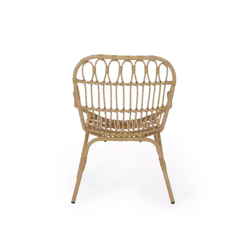 TUYOHW Boho Style Patio Accent Chairs,Set of 2,Upholstered Dining Chairs,Outdoor Faux Rattan Chairs for Backyard,Garden & Patio,400lbs Capacity,Brown