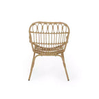 TUYOHW Boho Style Patio Accent Chairs,Set of 2,Upholstered Dining Chairs,Outdoor Faux Rattan Chairs for Backyard,Garden & Patio,400lbs Capacity,Brown