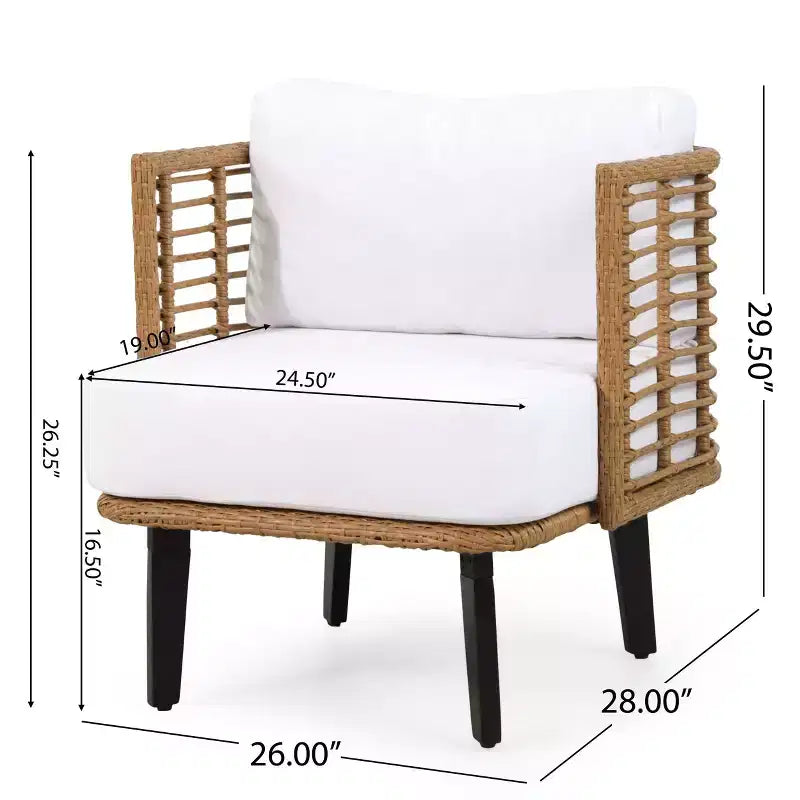 TUYOHW Semi-Enclosed PE Rattan Club Chair Patio Accent Chair,Set of 1,Boho Style Lounge Chair with Thick Water-Resistant Cushion & Foot Pads