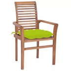 vidaXL 6 sedie da pranzo in teak con cuscini verde brillante, impilabili per un'efficiente conservazione salvaspazio, resistenti alle intemperie
