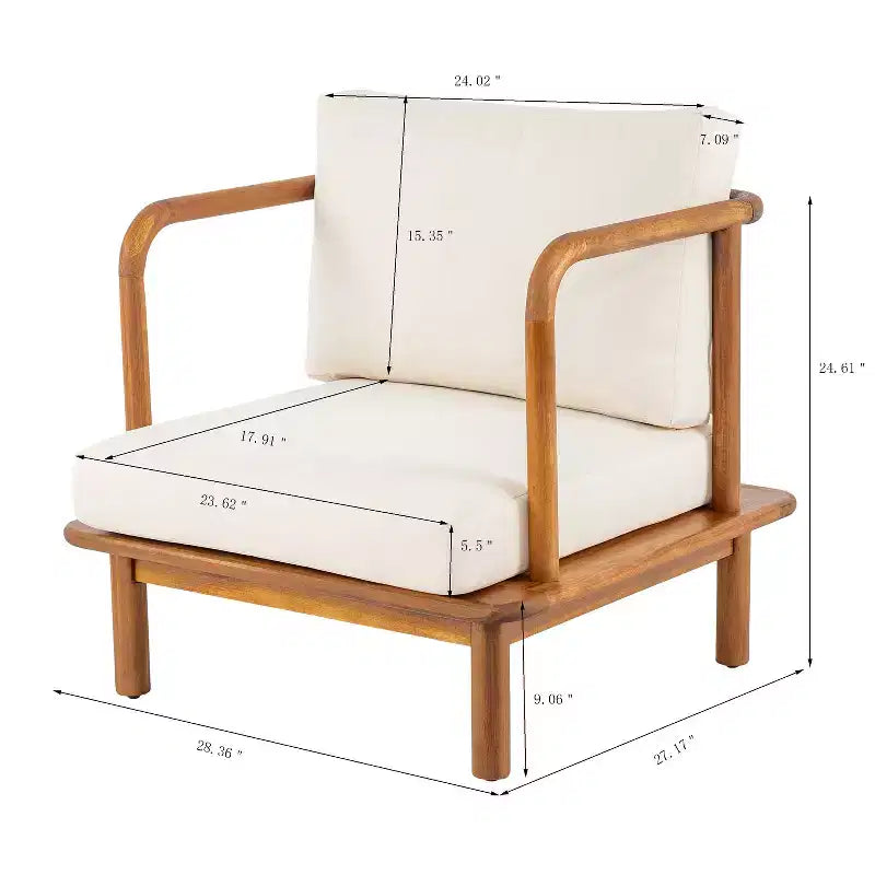 Christopher Knight Home Wyren Farmhouse Patio Acacia Wood Club Chair with Cushion