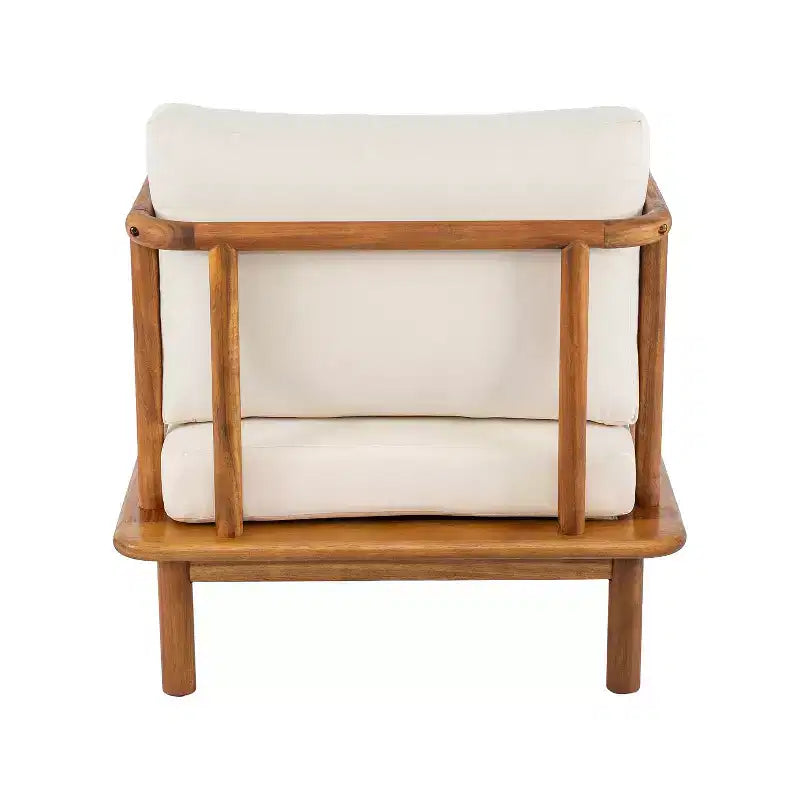 Christopher Knight Home Wyren Farmhouse Patio Acacia Wood Club Chair with Cushion