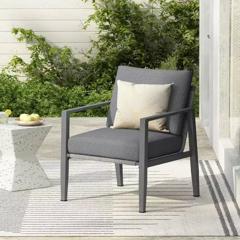 TUYOHW Aluminum Patio Accent Chairs,Set of 1/2,Upholstered Dining Chair for Outdoor Use,Modern Lounge Chair for Garden & Backyard