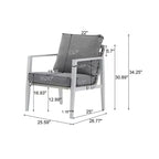 TUYOHW Aluminum Patio Accent Chairs,Set of 1/2,Upholstered Dining Chair for Outdoor Use,Modern Lounge Chair for Garden & Backyard