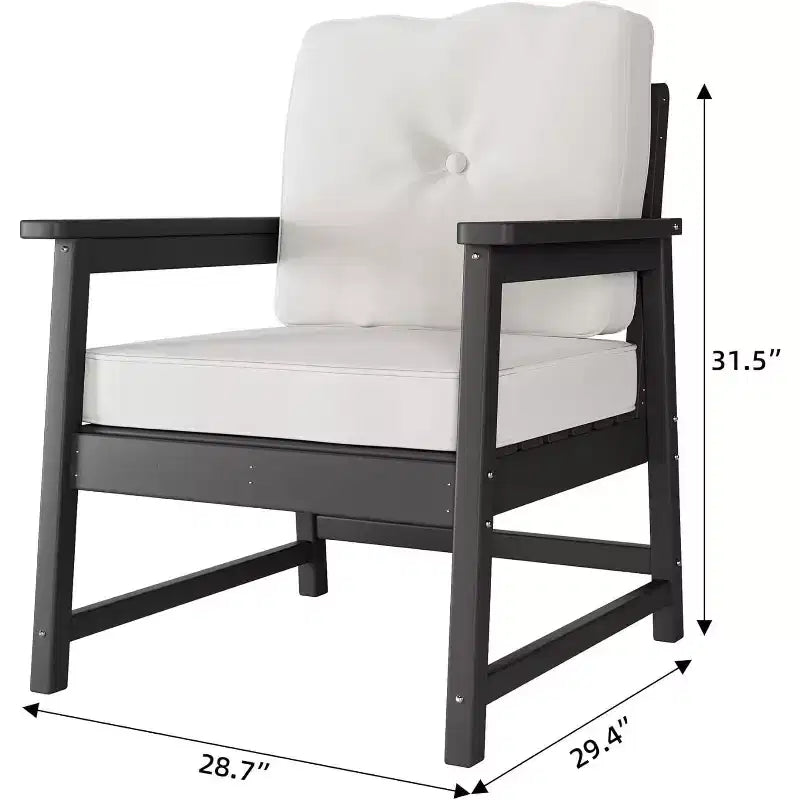 COZONY 2-Piece Outdoor Patio Chair Set with Thick Cushions, All-Weather HDPE Club Chairs
