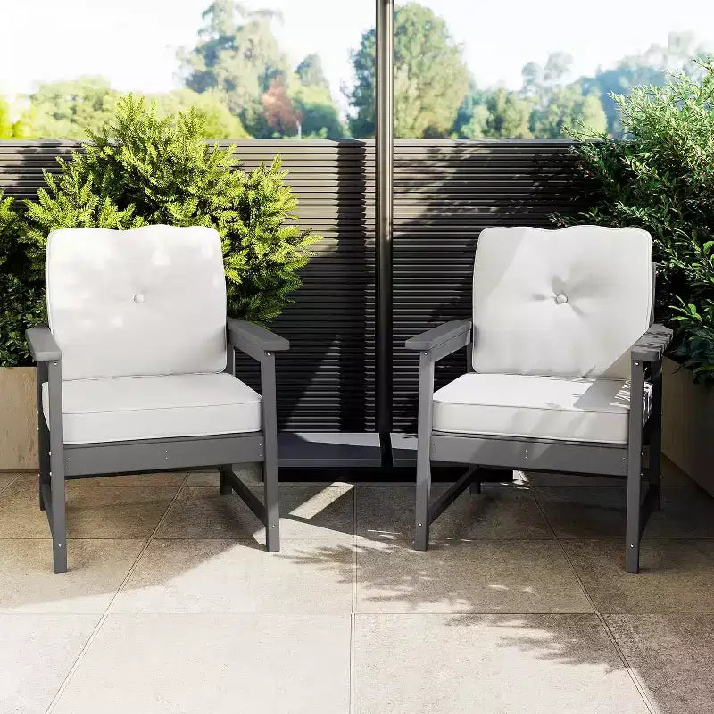 COZONY Set di 2 sedie da esterno per patio con cuscini spessi, poltrone da club in HDPE per tutte le stagioni
