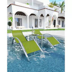 COZONY Patio Chaise Lounge Set of 3, All-Weather Wicker Sun Loungers with Side Tables