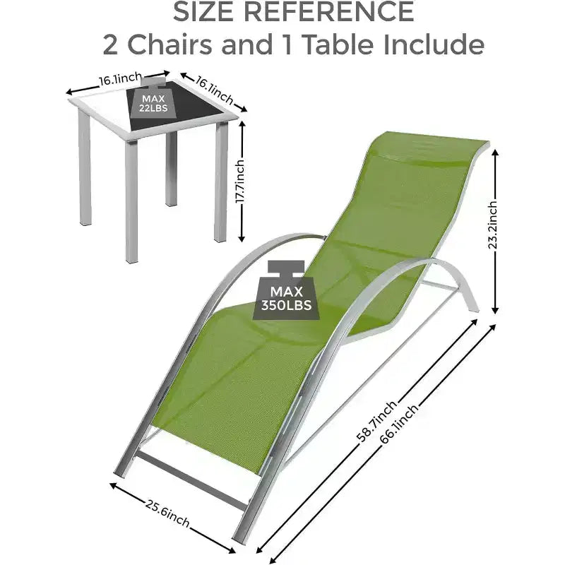 COZONY Patio Chaise Lounge Set of 3, All-Weather Wicker Sun Loungers with Side Tables