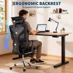 Sedia da ufficio ergonomica Acekool in rete con poggiapiedi, braccioli 4D e supporto lombare regolabile per casa o sala giochi