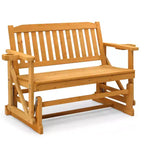 Karl Home | Double-Seat Fir Wood Patio Glider Bench with Vertical Slat Backrest