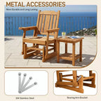 Karl Home | Classic Teak-Finish Fir Wood Patio Glider Chair