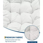 Indoor Papasan Chair, Thick Tufted Cushion & Wicker Design, Ergonomic Lounge Seat for Bedroom or Living Room