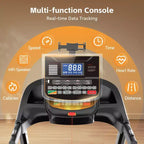 Tapis roulant da 180 kg di capacità, tapis roulant pieghevole con inclinazione del 20%, tapis roulant elettrico con controllo tramite APP, 0,6-12 MPH, 64+3+3+1 programmi, assorbimento degli urti