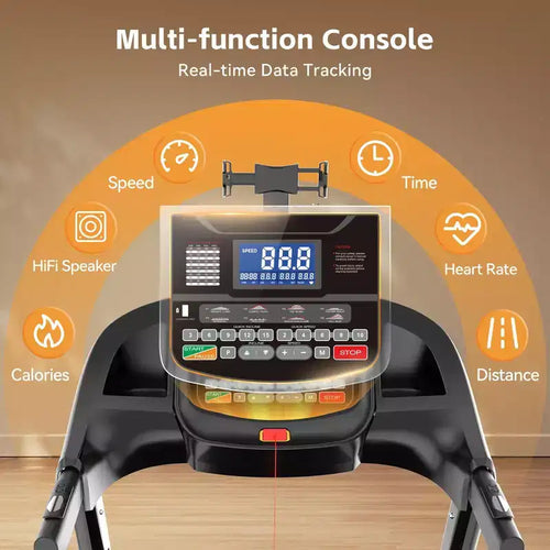 Tapis roulant da 180 kg di capacità, tapis roulant pieghevole con inclinazione del 20%, tapis roulant elettrico con controllo tramite APP, 0,6-12 MPH, 64+3+3+1 programmi, assorbimento degli urti