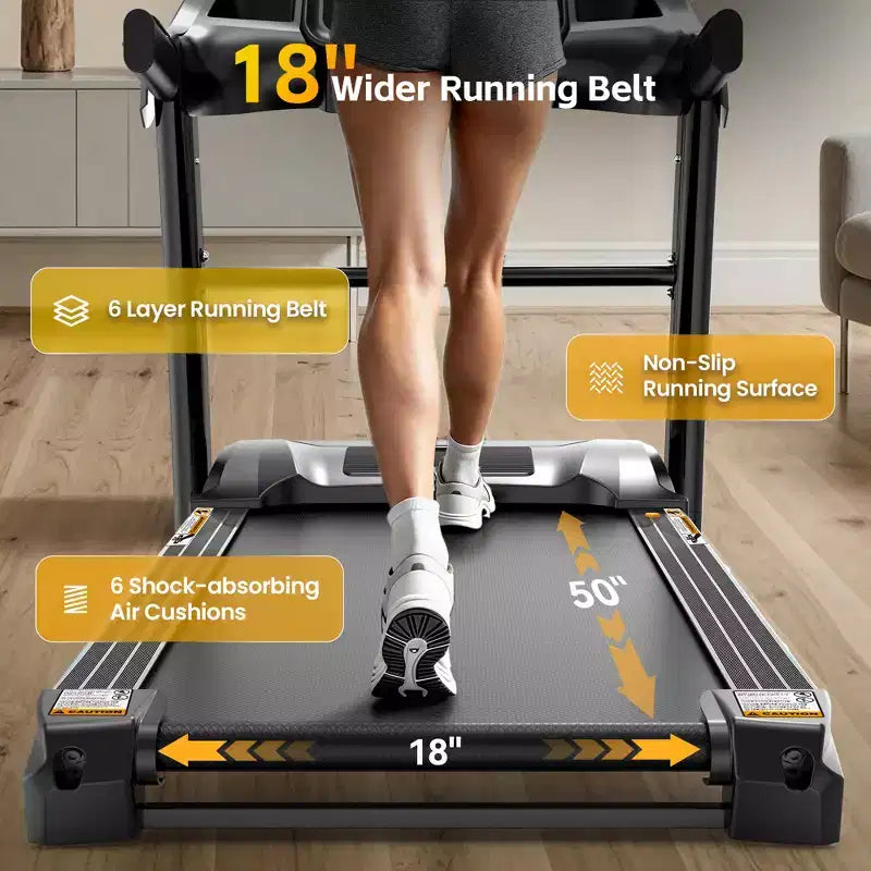 Tapis roulant per casa, tapis roulant da 5.1HP con inclinazione del 20%, tapis roulant con capacità di peso di 180 kg, tapis roulant da 19 km/h con 64 programmi preimpostati, casa, ufficio e palestra