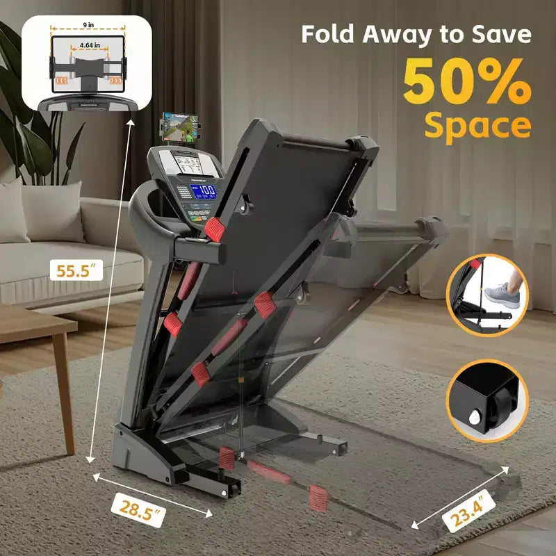 Tapis roulant per casa, tapis roulant da 5.1HP con inclinazione del 20%, tapis roulant con capacità di peso di 180 kg, tapis roulant da 19 km/h con 64 programmi preimpostati, casa, ufficio e palestra