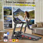 Folding Electric Treadmill for Home, 5HP Motor, 400 Lbs Capacity, Up to 12 MPH Running Machine with 20% Auto Incline, APP & Bluetooth Control