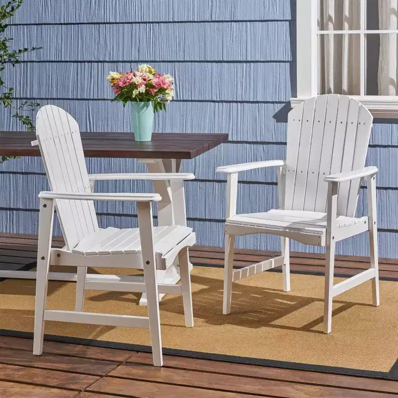 TUYOHW Acacia Wood Adirondack Dining Chairs Set of 2,Outdoor Weather Resistant Patio Chairs,300lb Capacity