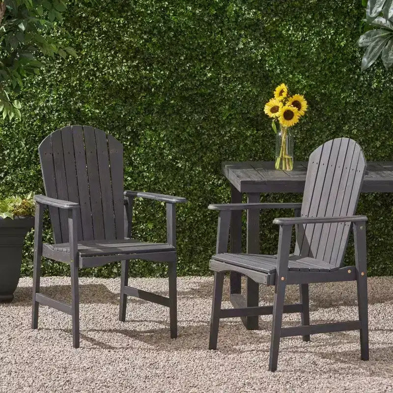 TUYOHW Acacia Wood Adirondack Dining Chairs Set of 2,Outdoor Weather Resistant Patio Chairs,300lb Capacity
