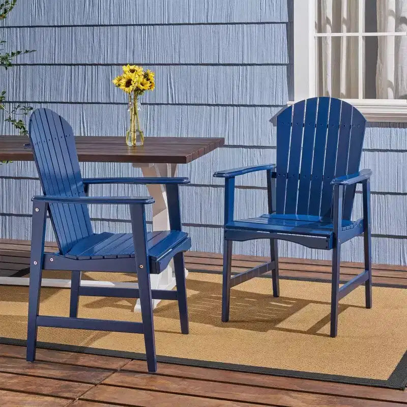 TUYOHW Set di 2 Sedie da Pranzo Adirondack in Legno di Acacia, Sedie da Giardino Resistenti alle Intemperie per Esterni, Capacità 136 kg