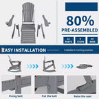 COZONY Sedia a Dondolo Adirondack da Esterno, Design Pieghevole con Portabicchieri, HDPE per Tutte le Condizioni Atmosferiche