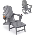 COZONY Sedia a Dondolo Adirondack da Esterno, Design Pieghevole con Portabicchieri, HDPE per Tutte le Condizioni Atmosferiche