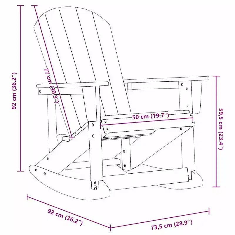 vidaXL Adirondack Rocking Chairs 2 pcs Black HDPE - Black Without Table