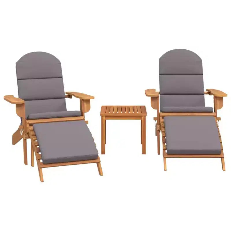 vidaXL Patio Furniture Set Folding Adirondack Chair Set Solid Wood Acacia