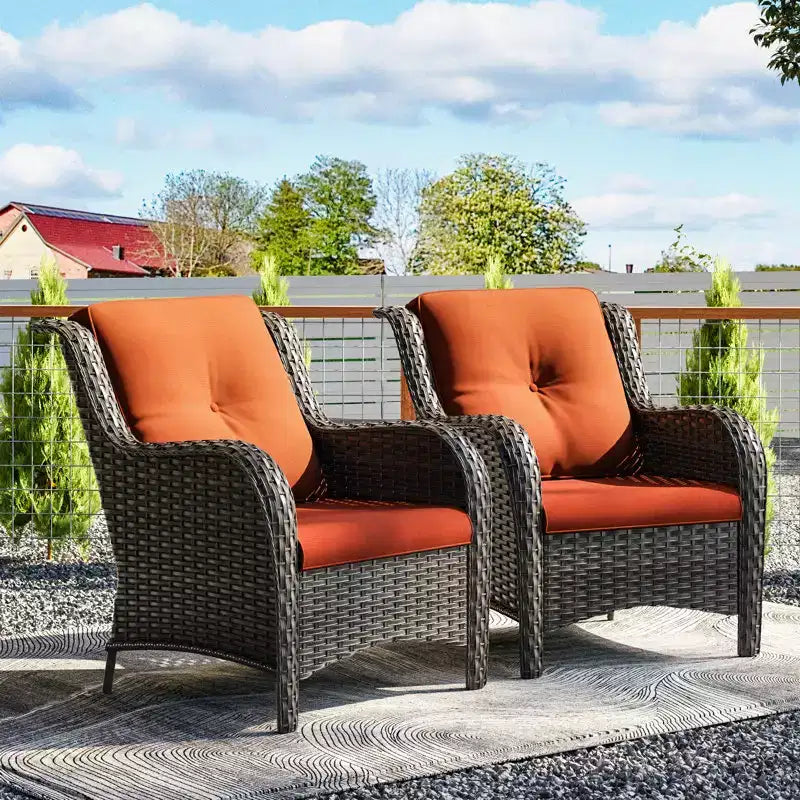 UPTIOT Patio Outdoor Wicker Lounge Chairs Set of 2