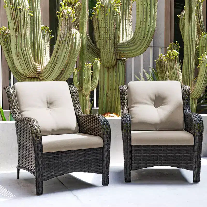 UPTIOT Patio Outdoor Wicker Lounge Chairs Set of 2