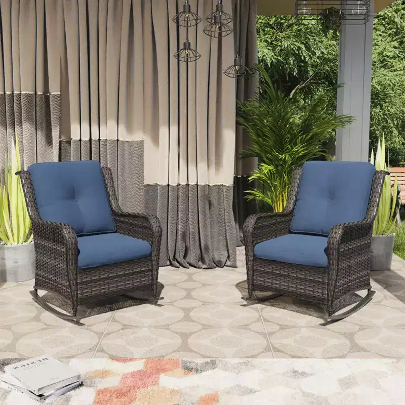 UPTIOT Patio Wicker Rocking Chair Set