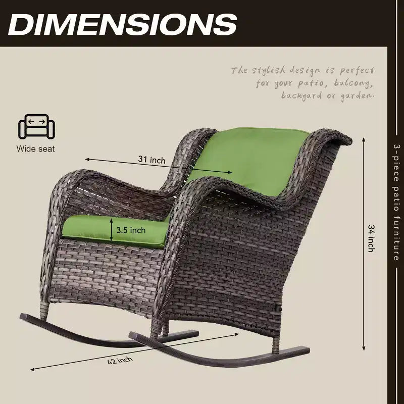 UPTIOT Patio Wicker Rocking Chair Set