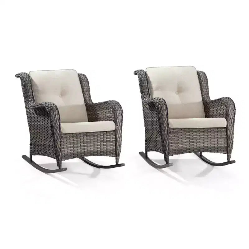 UPTIOT Patio Wicker Rocking Chair Set
