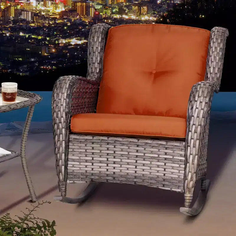UPTIOT Patio Wicker Rocking Chair Set
