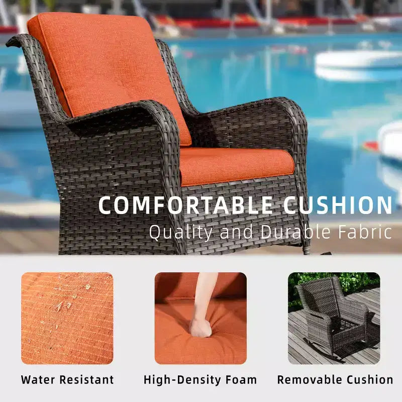 UPTIOT Patio Wicker Rocking Chair Set