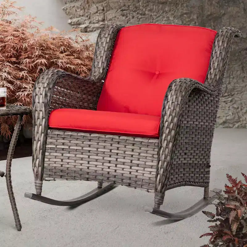 UPTIOT Patio Wicker Rocking Chair Set