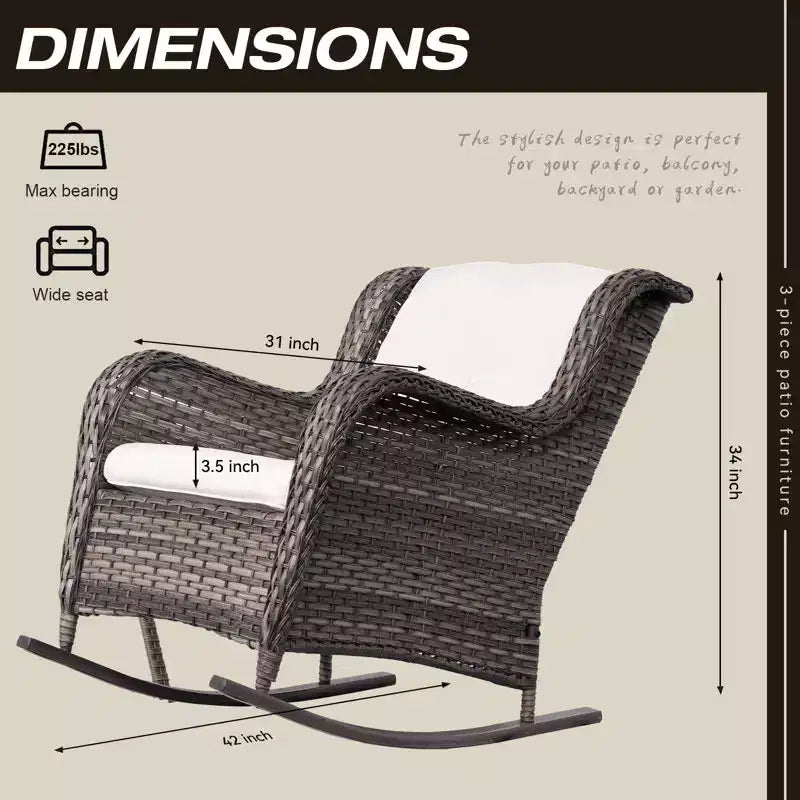 UPTIOT Patio Wicker Rocking Chair Set