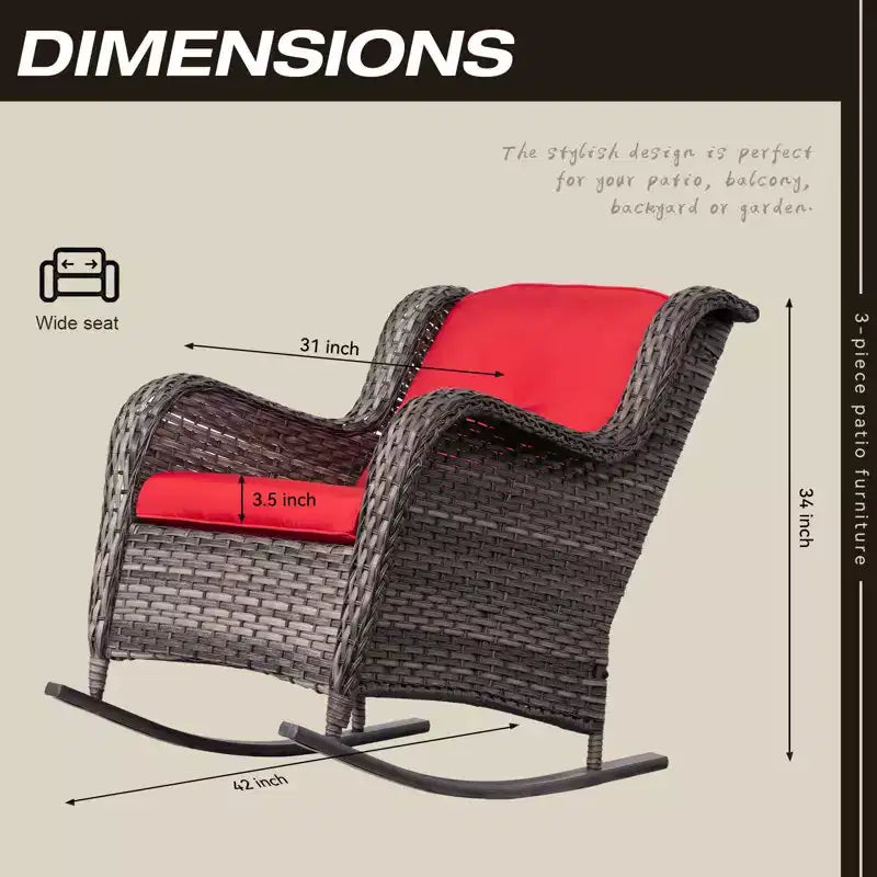UPTIOT Patio Wicker Rocking Chair Set