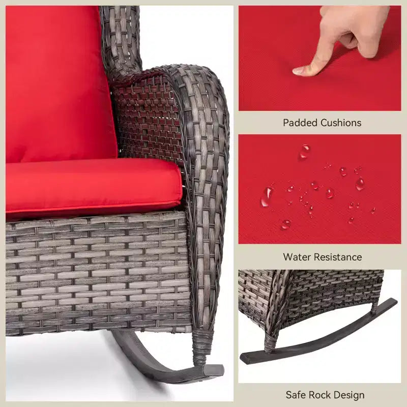 UPTIOT Patio Wicker Rocking Chair Set