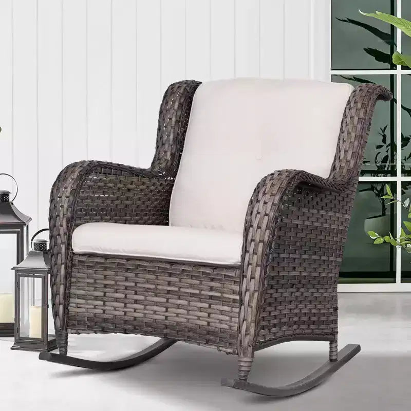 UPTIOT Patio Wicker Rocking Chair Set