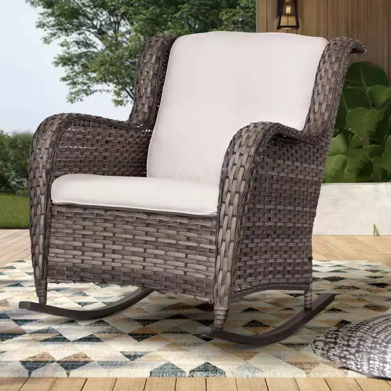 UPTIOT Patio Wicker Rocking Chair Set