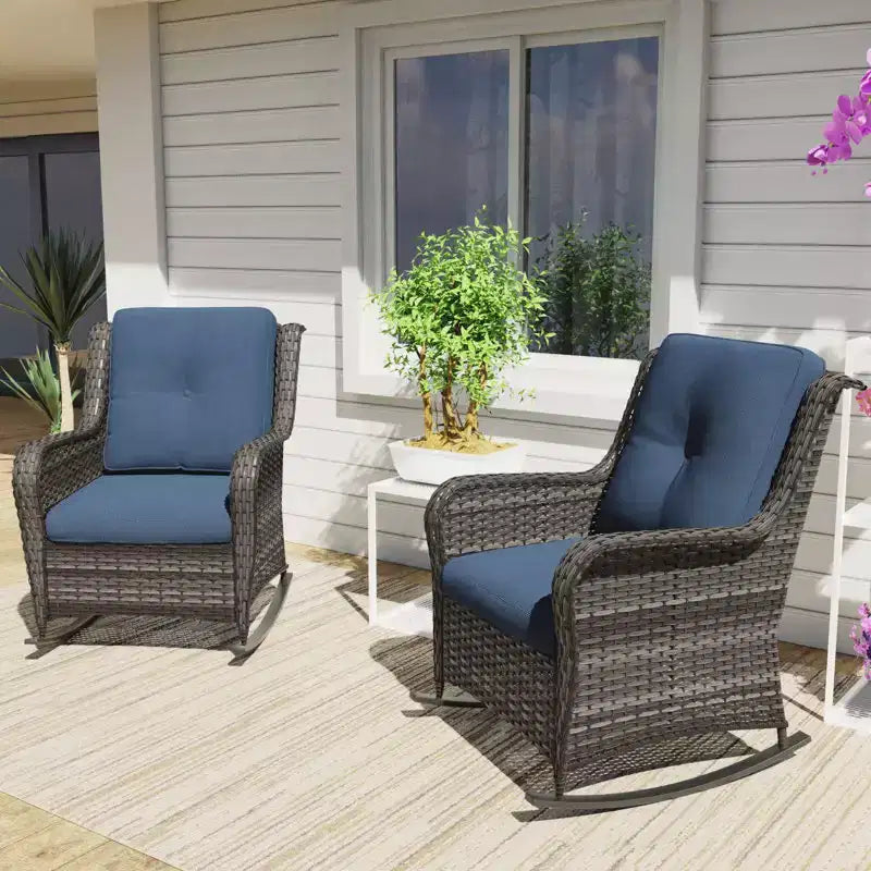 Set di sedie a dondolo in vimini per patio UPTIOT