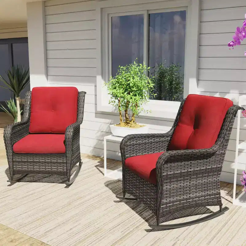 Set di sedie a dondolo in vimini per patio UPTIOT