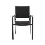 Modern Outdoor Dining Chair Set with Aluminum Frame, Mesh Seating, and Faux Wood Accents Design for Patios, Gardens, and Backyard Dining Black