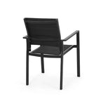 Modern Outdoor Dining Chair Set with Aluminum Frame, Mesh Seating, and Faux Wood Accents Design for Patios, Gardens, and Backyard Dining Black