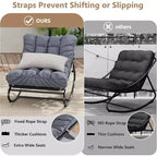 COZONY 2 Pcs Outdoor Rocking Papasan Chairs, Metal Frame with Removable Cushions