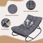 COZONY 2 Pcs Outdoor Rocking Papasan Chairs, Metal Frame with Removable Cushions