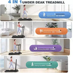 KRISRATE Tapis Roulant Pieghevole 4 in 1 da 3,5 CV con Inclinazione del 15%, Scrivania e Manubrio Rimovibili, Tapis Roulant Pieghevole Sotto Scrivania per Casa/Ufficio/Palestra