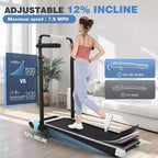 KRISRATE Tapis Roulant Pieghevole 4 in 1 da 3,5 CV con Inclinazione del 15%, Scrivania e Manubrio Rimovibili, Tapis Roulant Pieghevole Sotto Scrivania per Casa/Ufficio/Palestra